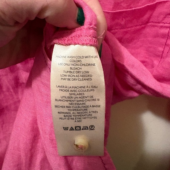Maeve Anthropologie 100% linen oversized pink XS button down blouse - Picture 4 of 7